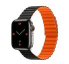 Phoner Rever Apple Watch forgatható mágneses szilikon szíj, 41/40/38mm, S/M, fekete/narancs