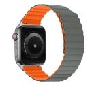 Phoner Rever Apple Watch forgatható mágneses szilikon szíj, 41/40/38mm, S/M, szürke/narancs