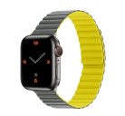 Phoner Rever Apple Watch forgatható mágneses szilikon szíj, 49/45/44/42mm, M/L, szürke/sárga