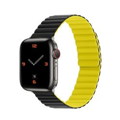   Phoner Rever Apple Watch forgatható mágneses szilikon szíj, 49/45/44/42mm, M/L, zöld/sárga