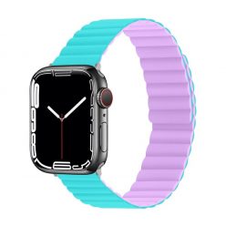   Phoner Rever Apple Watch forgatható mágneses szilikon szíj, 49/45/44/42mm, M/L, kék/lila