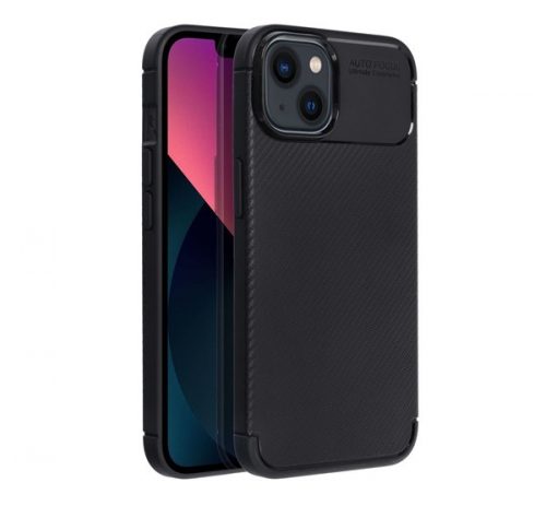 Forcell Carbon Premium hátlap tok,  Apple iPhone 13 , fekete