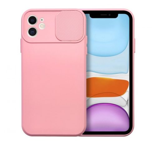 Slide Apple iPhone 11, kameravédős szilikon tok, rózsaszín