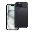 Forcell Carbon Premium hátlap tok Apple iPhone 15 Plus karbon mintás szilikon tok, fekete