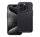 Forcell Carbon Premium hátlap tok Apple iPhone 15 Pro karbon mintás szilikon tok, fekete