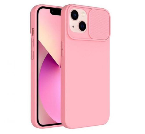 Slide Apple iPhone 15 Plus kameravédős szilikon tok, rózsaszín