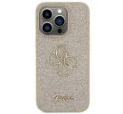 Guess Glitter Script Big 4G Apple iPhone 15 Pro hátlap tok, arany