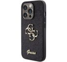 Guess Glitter Script Big 4G Apple iPhone 15 Pro hátlap tok, fekete