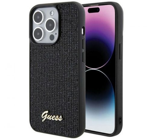 Guess Disco Metal Script Apple iPhone 15 Pro hátlap tok, fekete