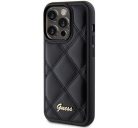 Guess Quilted Metal Logo Apple iPhone 15 Pro hátlap tok, fekete