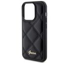 Guess Quilted Metal Logo Apple iPhone 15 Pro hátlap tok, fekete