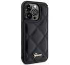 Guess Quilted Metal Logo Apple iPhone 15 Pro hátlap tok, fekete