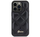 Guess Quilted Metal Logo Apple iPhone 15 Pro hátlap tok, fekete