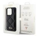 Guess Quilted Metal Logo Apple iPhone 15 Pro hátlap tok, fekete