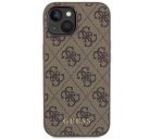 Guess 4G Metal Gold Logo Apple iPhone 15 hátlap tok, barna