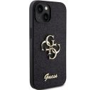 Guess Glitter Script Big 4G Apple iPhone 15 hátlap tok, fekete