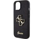 Guess Glitter Script Big 4G Apple iPhone 15 hátlap tok, fekete