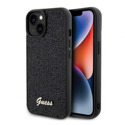 Guess Disco Metal Script Apple iPhone 15 hátlap tok, fekete