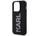 Karl Lagerfeld 3D Rubber Glitter Logo Apple iPhone 15 Pro hátlap tok, fekete