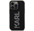 Karl Lagerfeld 3D Rubber Glitter Logo Apple iPhone 15 Pro hátlap tok, fekete