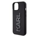 Karl Lagerfeld 3D Rubber Glitter Logo Apple iPhone 15 Plus hátlap tok, fekete