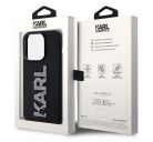 Karl Lagerfeld 3D Rubber Glitter Logo Apple iPhone 15 Pro Max hátlap tok, fekete