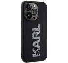 Karl Lagerfeld 3D Rubber Glitter Logo Apple iPhone 15 Pro Max hátlap tok, fekete