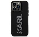 Karl Lagerfeld 3D Rubber Glitter Logo Apple iPhone 15 Pro Max hátlap tok, fekete