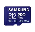 SAMSUNG Memóriakártya, PRO Plus microSDXC kártya 512GB, CLASS 10, UHS-I, U3, V30, A2, + Adapter, R180/W130