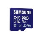 SAMSUNG Memóriakártya, PRO Plus microSDXC kártya 512GB, CLASS 10, UHS-I, U3, V30, A2, + Adapter, R180/W130