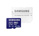 SAMSUNG Memóriakártya, PRO Plus microSDXC kártya 512GB, CLASS 10, UHS-I, U3, V30, A2, + Adapter, R180/W130