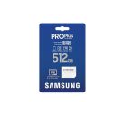 SAMSUNG Memóriakártya, PRO Plus microSDXC kártya 512GB, CLASS 10, UHS-I, U3, V30, A2, + Adapter, R180/W130