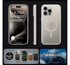 Spigen Ultra Hybrid Magfit Apple iPhone 15 Pro tok, MagSafe, bézs kerettel, átlátszó