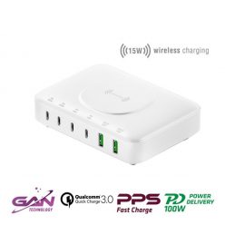 4smarts 7in1 GaN wireless töltő állomás 100W, fehér