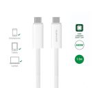 4smarts PremiumCord USB Type-C töltő- és adatkábel, 240W,1.5m, fehér