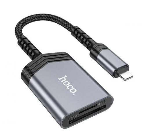 Hoco UA25 kártyaolvasó 2in1, Apple iPhone Lightning (8-pin) szürke