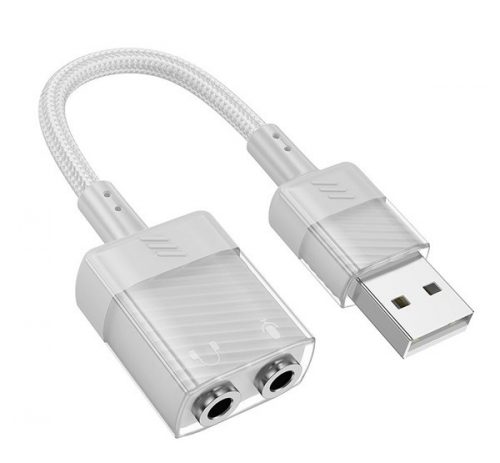 Hoco LS37 USB - 2 x 3,5mm Jack átalakító, fehér