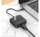 Hoco HB35 USB HUB 4in1 Type C - USB3.0 x 3 + RJ45 Gigabit Ethernet 0,2m, fekete