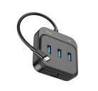 Hoco HB35 USB HUB 4in1 Type C - USB3.0 x 3 + RJ45 Gigabit Ethernet 0,2m, fekete