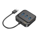 Hoco HB35 USB HUB 4in1 USB - USB3.0 x 3 + RJ45 Gigabit Ethernet 1,2m, fekete