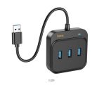 Hoco HB35 USB HUB 4in1 USB - USB3.0 x 3 + RJ45 Gigabit Ethernet 1,2m, fekete