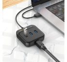 Hoco HB35 USB HUB 4in1 USB - USB3.0 x 3 + RJ45 Gigabit Ethernet 1,2m, fekete