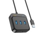 Hoco HB35 USB HUB 4in1 USB - USB3.0 x 3 + RJ45 Gigabit Ethernet 1,2m, fekete