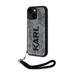   Karl Lagerfeld Sequins Reversible iPhone 15 tok, fekete/ezüst