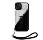 Karl Lagerfeld Sequins Reversible iPhone 15 tok, fekete/ezüst