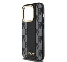 DKNY PU Leather Checkered Pattern Apple iPhone 15 Pro Magsafe tok, fekete