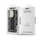 DKNY PU Leather Checkered Pattern Apple iPhone 15 Pro Magsafe tok, fekete