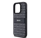 DKNY PU Leather Repeat Pattern Tonal Stripe Apple iPhone 15 Pro tok, fekete