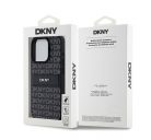 DKNY PU Leather Repeat Pattern Tonal Stripe Apple iPhone 15 Pro tok, fekete