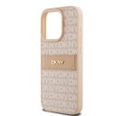 DKNY PU Leather Repeat Pattern Tonal Stripe Apple iPhone 15 Pro tok, rózsaszín